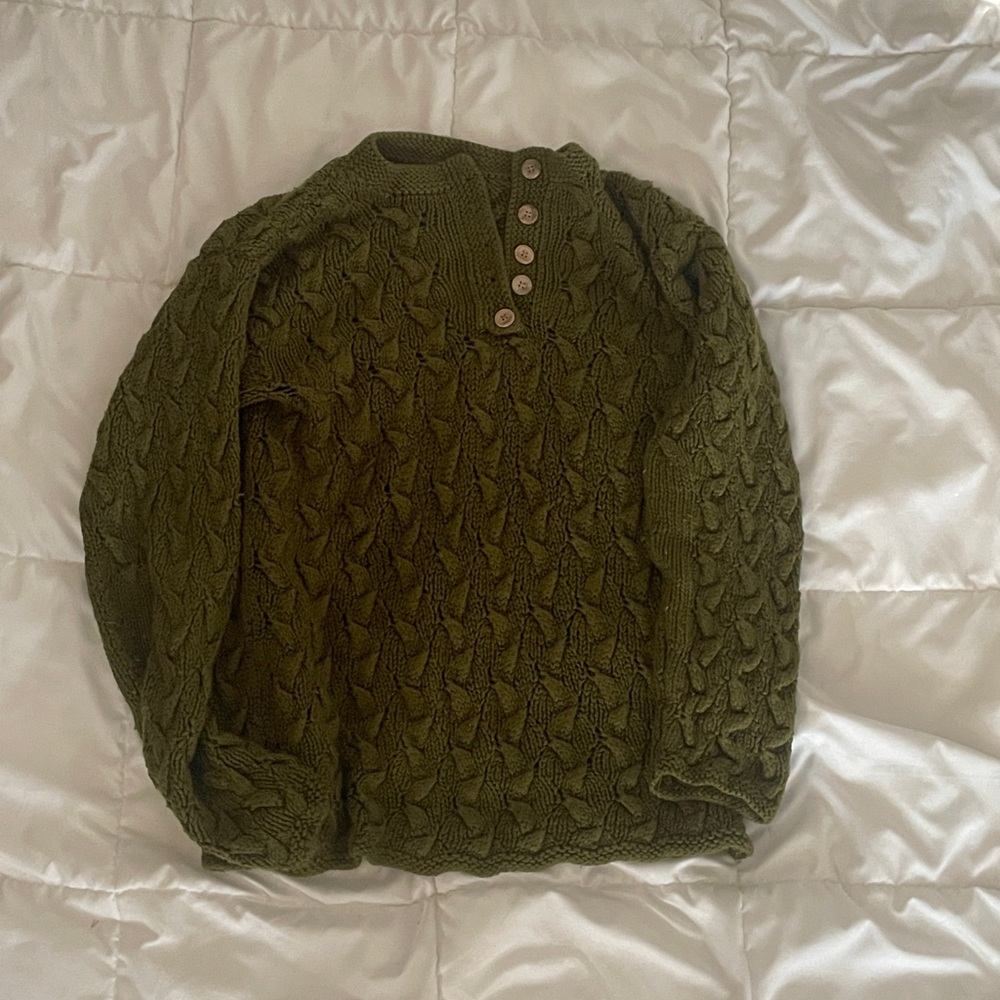 women's Olive Green Cable Knit Sweater